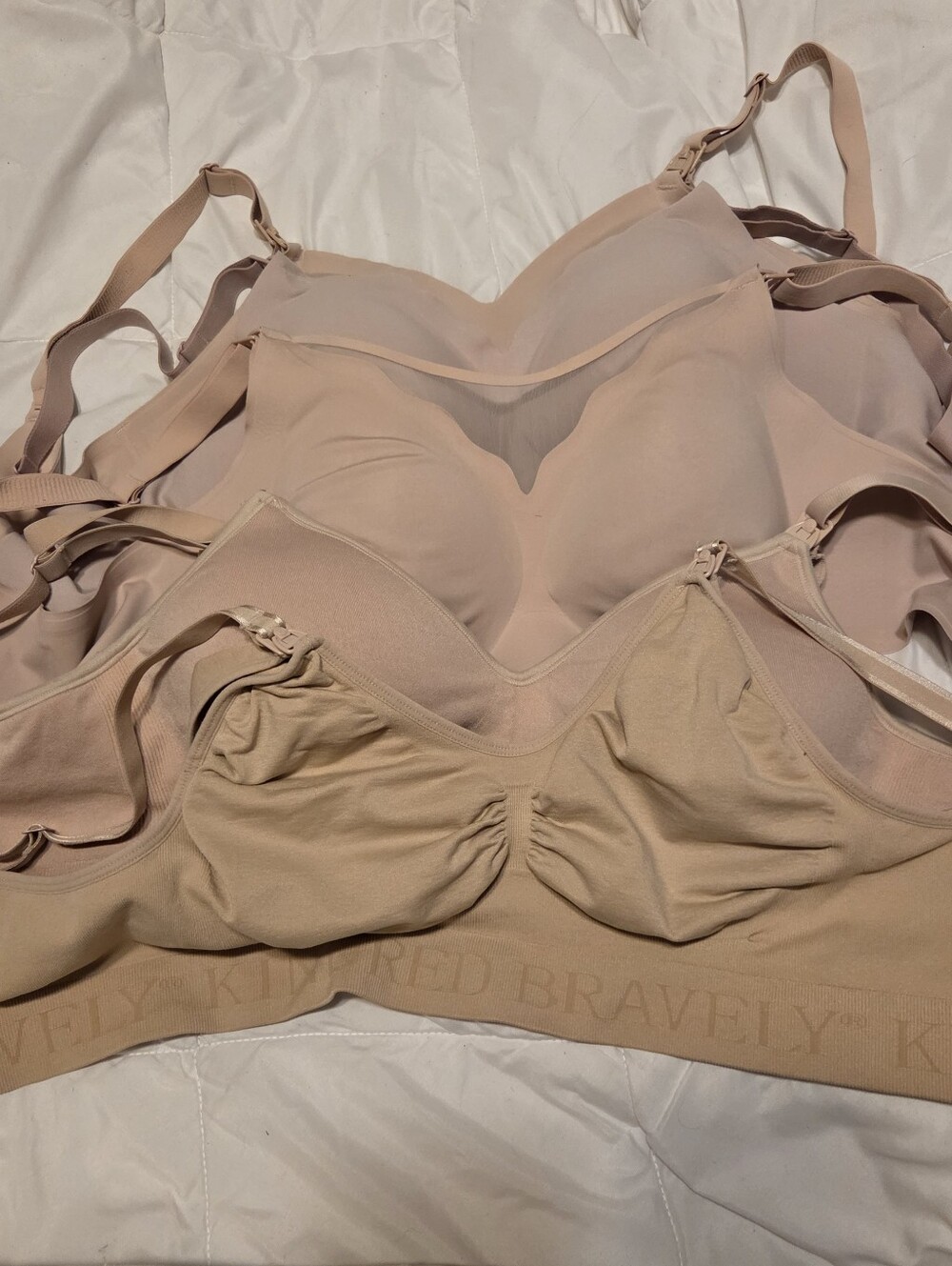 5 Bra Bundle Lot Nursing Bras Bundle Mom Cozy, Lupantte, Medium Large, Nude Pink
